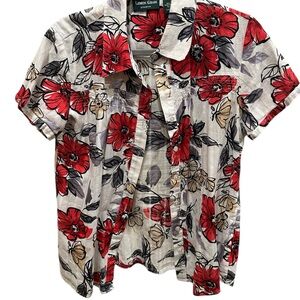 Lemon Grass Studio Vintage Women's Red Floral Short Sleeve Medium. Pre-owned.